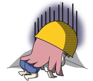 😰 만화, 슬픔, 절망, 캐릭터, 건설 노동자, 안전모 telegram sticker