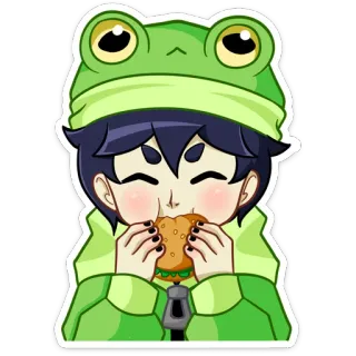 😋 青蛙, 动漫, 可爱, 汉堡, 卡哇伊, 卡通 whatsapp sticker