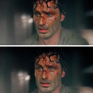 😰 Rick Grimes The Walking Dead zombie, blood, fear, rick grimes, the walking dead telegram sticker