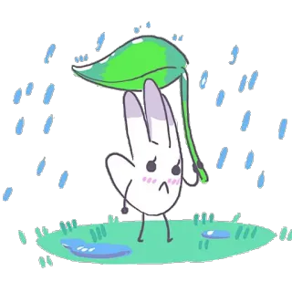 ☹ 손, 잎, 비, 귀여운, 만화, 카와이, 날씨 telegram sticker