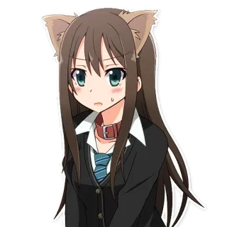 😺 Anime, Chica, Orejas de gato, Uniforme escolar, linda telegram sticker