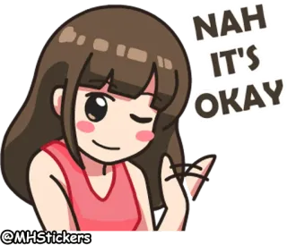 😉 NAH
IT'S
OKAY cartoon, wink, okay, girl, nah, its okay telegram sticker
