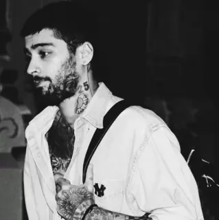 🌪 Zayn Malik 人物, 歌手, 名人, 男人, 肖像, 黑白 telegram sticker
