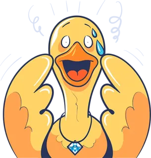 😱 duck, cartoon, animal, jewelry, sweat whatsapp sticker