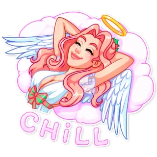 💤 CHILL angel, chill, relaxing, cartoon, wings, halo telegram sticker