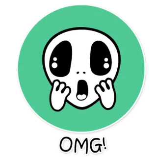 😳 OMG! alien, omg, shocked, surprised, cartoon, funny, meme telegram sticker