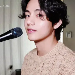 🐺 uomo, ritratto, cantante, microfono, k-pop, maglione telegram sticker