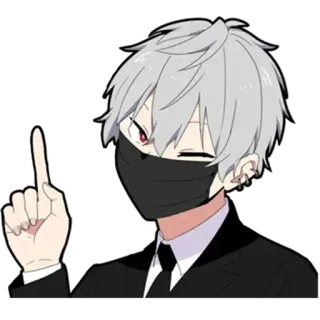 😉 anime, manga, character, mask, suit, pointing telegram sticker