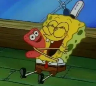 😆 Spongebob Squarepants Спанч Боб, Патрик, Дружба, Мультфильм, Объятие, Губка Боб Квадратные Штаны whatsapp sticker