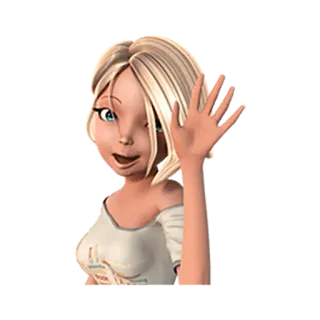 😊 Kreskówka, Blondynka, Dziewczyna, Machanie, Postać telegram sticker