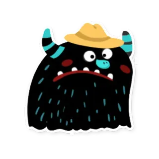 😕 monstro, fofo, desenho animado, engraçado, chapéu, adesivo, ilustração, personagem whatsapp sticker