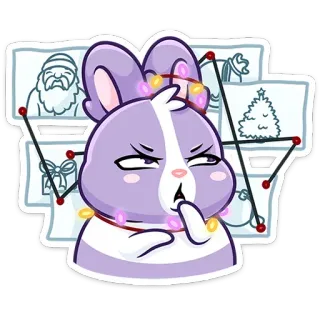 🤔 navidad, conejo, festivo, lindo, celebración, fiestas telegram sticker