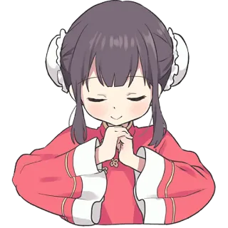 🙏 anime, chica, linda, dibujo animado, ilustración, saludo, kawaii telegram sticker