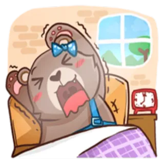 ☀️ 熊, 起床, 闹钟, 卡通, 早上, 可爱, 困 telegram sticker