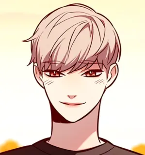 ☀️ Anime, Manga, Retrato, Masculino, Sonriendo, Ojos Rojos, Pelo Rosa, Dibujo animado telegram sticker