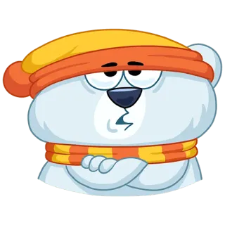 🙄 ours polaire, dessin animé, hiver, froid, chapeau, écharpe telegram sticker