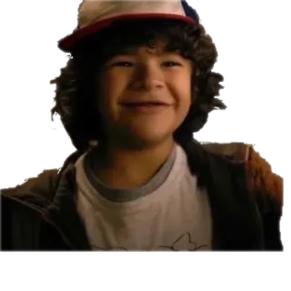 😁 Dustin Henderson Stranger Things Dustin Henderson, Stranger Things, character, smile, curly hair, baseball cap telegram sticker