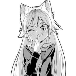 😜 anime, manga, fox girl, kemonomimi, wink, cute, character, illustration telegram sticker