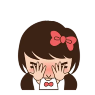 🙈 ผู้หญิง, การ์ตูน, น่ารัก, ซ่อน, ขี้อาย, อาย telegram sticker