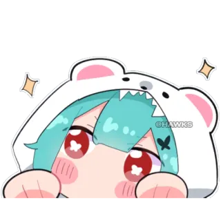 ✨ @HAWKS Anime, Carino, Cartone animato, Animale, Felpa con cappuccio, Orso, Brillantini whatsapp sticker