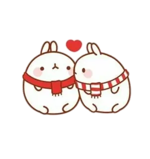 💘 rabbit, cute, kawaii, love, couple, heart, scarf telegram sticker