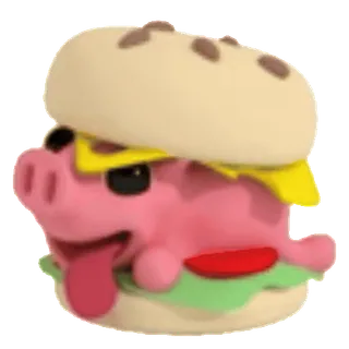 🍔 돼지, 샌드위치, 음식, 만화, 귀여운, 동물 whatsapp sticker