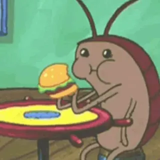 🌿 cockroach, bug, eating, burger, cartoon, cute telegram sticker