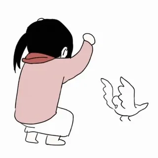 💃 bambino, uccello, ragazza, cartone animato, minimalista, bianco, rosa telegram sticker