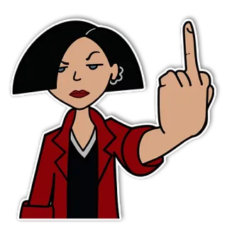 🖕 Jane Lane Daria dibujos animados, dedo corazón, grosero, sarcástico, ofensivo whatsapp sticker