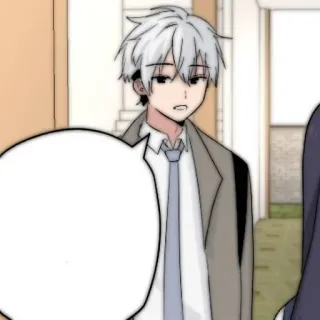 🥛 anime, manga, character, white hair, suit, blank speech bubble whatsapp sticker