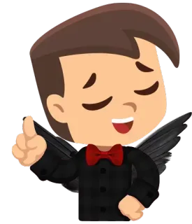 😇 cartone animato, angelo, ragazzo, ali, farfallino rosso whatsapp sticker