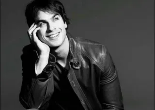 © Ian Somerhalder aktor, selebriti, potret, hitam putih, jaket kulit whatsapp sticker