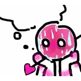 🥵 любовь, сердечки, каваи, краснеющий, думающий, милый, каракули telegram sticker