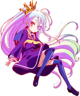 😐 Shiro No Game No Life Anime, Nhân vật, Shiro, No Game No Life, Cô gái, Vương miện, Tím whatsapp sticker