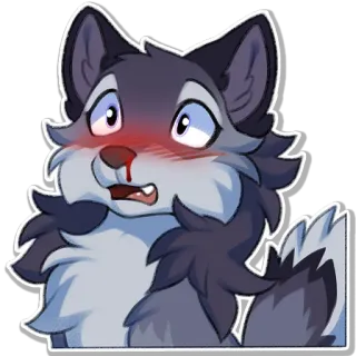 😳 wolf, furry, cartoon, animal, cute, embarrassed telegram sticker