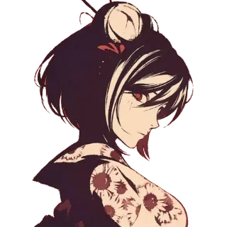 😍 Anime, Mujer, Japonés, Kimono, Chica, Retrato telegram sticker
