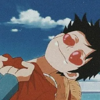 ☠ Monkey D. Luffy One Piece Anime, Manga, Liefde, Harten, Cartoon, Fanart telegram sticker