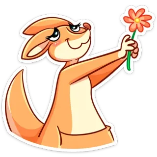 🌸 kangaroo, flower, cute, animal, sticker telegram sticker