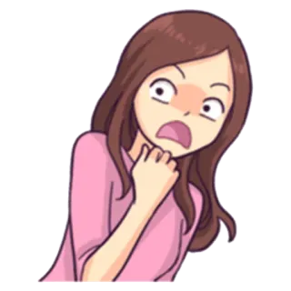 😧 donna, spaventata, panico, cartone animato, shock telegram sticker