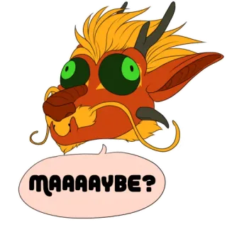 👻 MAAAAAYBE? дракон, мультфильм, может быть, вопрос, выражение telegram sticker