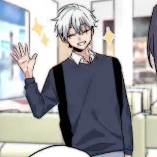 🥛 anime, manga, character, waving, smile, friendly whatsapp sticker