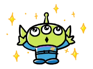😘 Alien Toy Story 외계인, 토이 스토리, 초록 외계인, 별, 만화 telegram sticker