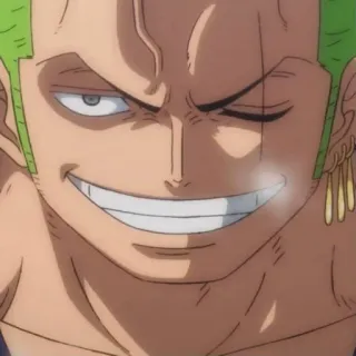 😈 Zoro One Piece Anime, Pirata, Spadaccino, Cicatriz, Capelli verdi telegram sticker