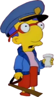 👮 Milhouse Van Houten The Simpsons Милхаус, Симпсоны, Мультфильм, Очки, Персонаж, Мультик telegram sticker