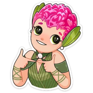 ☺️ การ์ตูน, ตัวละคร, สติกเกอร์, สีเขียว, สีชมพู, น่ารัก telegram sticker
