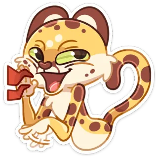 😏 leopardo, animal, mamífero, manchado, gato, lindo, dibujo animado telegram sticker