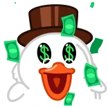 🤑 argent, riche, canard, dessin animé, signes dollar, richesse telegram sticker