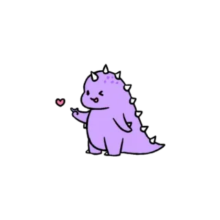 😘 恐龙, 可爱, 紫色, 心, 卡通, 动物 whatsapp sticker