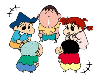 👫 anime, cartoon, friends, children, sitting telegram sticker