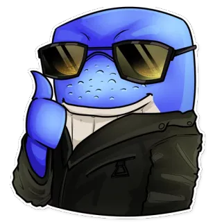 👍 Dibujos animados, Personaje, Pulgares arriba, Gafas de sol, Guay, Chaqueta whatsapp sticker